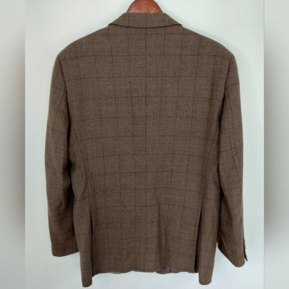 Bellissimo Blazer 40R Brown Windowpane 100% Wool Sport Coat Jacket - Picture 11 of 12